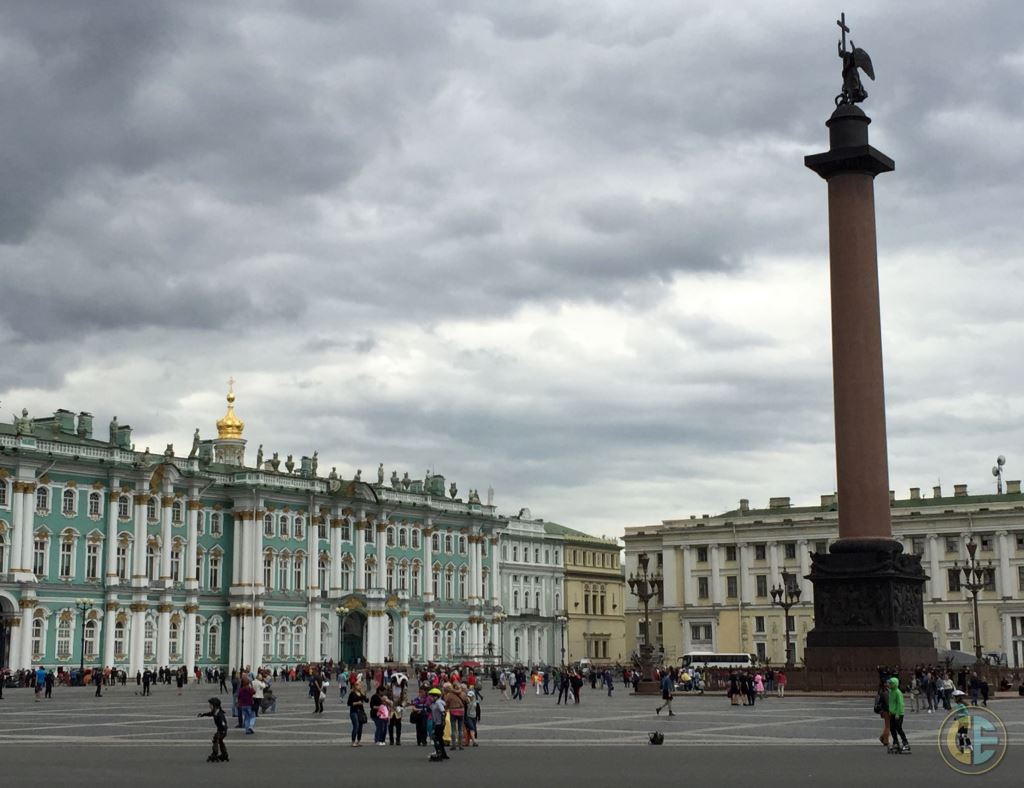 View Of The Hermitage Courtyard And Pillar